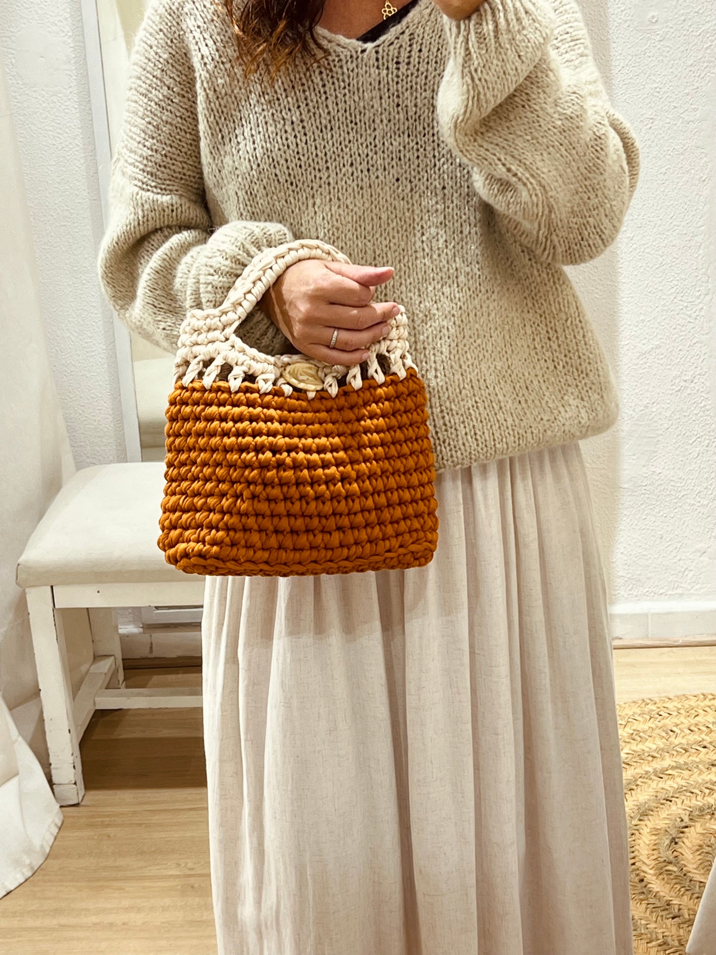 Bolso Crochet Mezclat, Fusión de texturas Artesanales