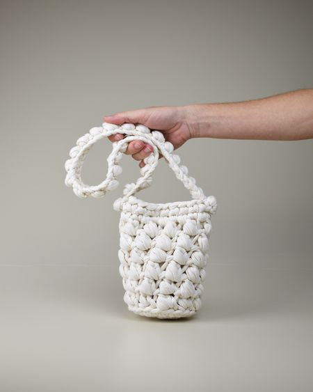 Bandolera Moss tejida a mano en hilo de algodón reciclado