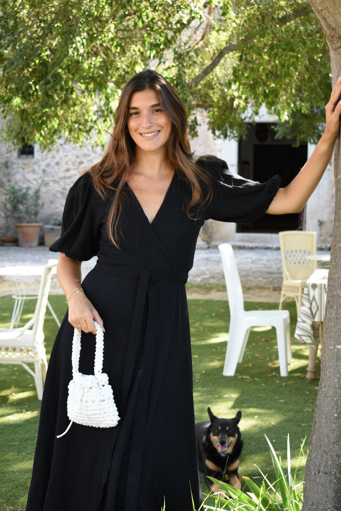 Vestido largo algodón salsa maxi